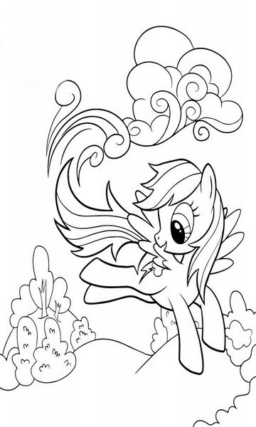 Online coloring book: Rainbow Dash Jumping Coloring Book